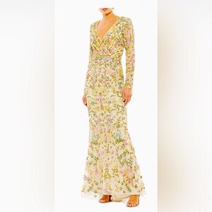 MAC DUGGAL Beautiful Beaded Floral Dress Gown New with tags size 6 wedding maxi